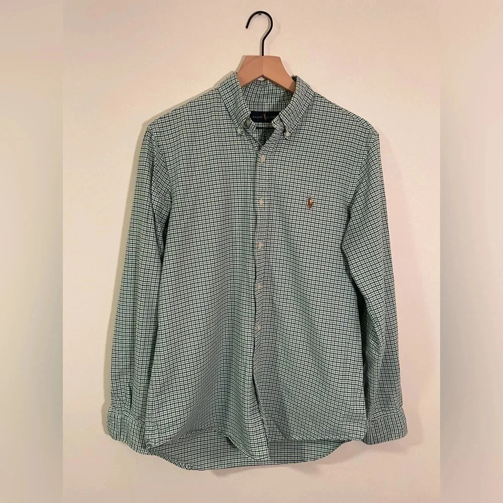 Ralph Lauren Blue Label Plaid Flannel, Blue/Green/White Medium EUC